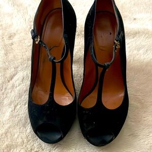 Gucci peep Toe, Hidden platform, Black Heels